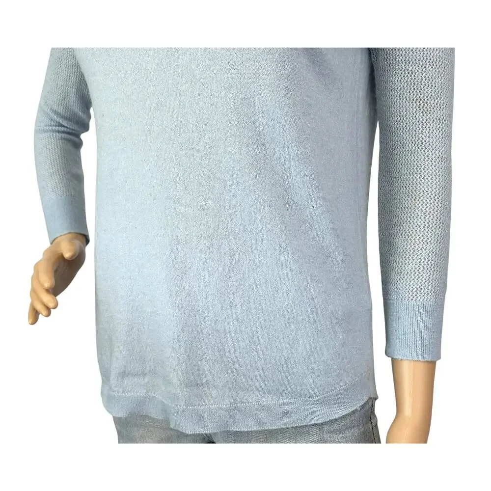J. Crew Merino Wool Mesh Sleeve Sweater Dusty Sky Blue B9210 Size S